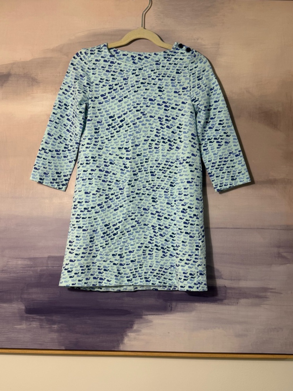 Girls Nautical Blue Vineyard Vines Whale Dress Long Sleeve
